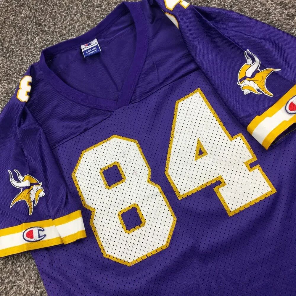 Vintage Minnesota Vikings Randy Moss Jersey Champion Purple Youth Boys Large